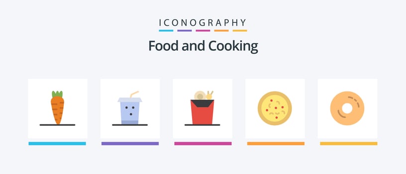 Food Flat 5 Icon Pack Including . food. cup. donuts. bagels. Creative Icons Design vector