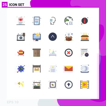 Editable Vector Line Pack of 25 Simple Flat Colors of faq network list database cloud Editable Vector Design Elements