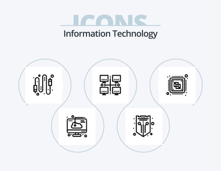 Information Technology Line Icon Pack 5 Icon Design. download. cloud. point. wifi. panel vector