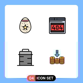 Modern Set of 4 Filledline Flat Colors Pictograph of bird food egg webpage giving Editable Vector Design Elements