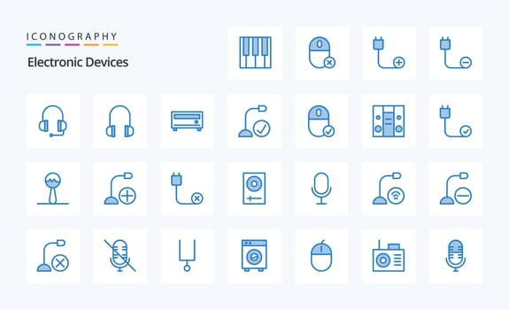 25 Devices Blue icon pack vector