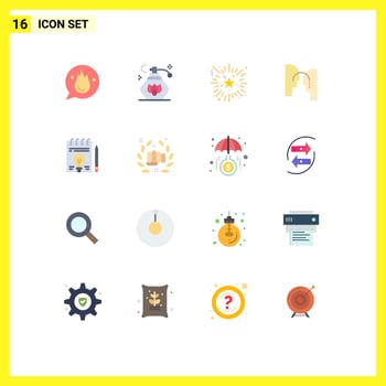 Set of 16 Modern UI Icons Symbols Signs for document transfer event mind brain Editable Pack of Creative Vector Design Elements