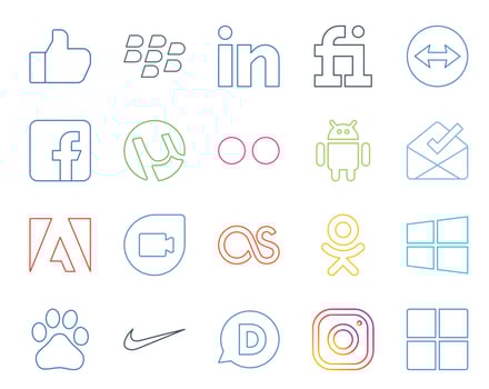 20 Social Media Icon Pack Including disqus baidu android windows lastfm vector