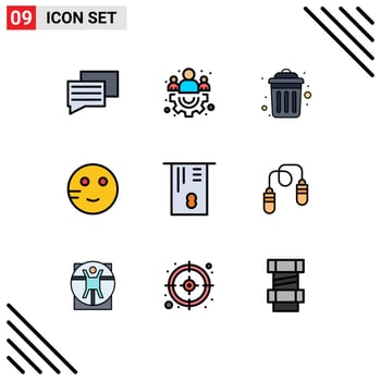 Set of 9 Modern UI Icons Symbols Signs for exercise credit card public atm school Editable Vector Design Elements