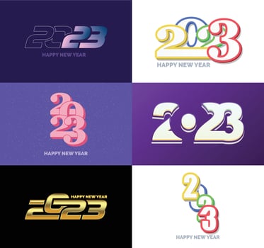 Big Set of 2023 Happy New Year logo text design 2023 number design template vector