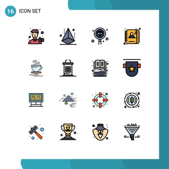 Group of 16 Modern Flat Color Filled Lines Set for data applicant modeling search development Editable Creative Vector Design Elements
