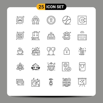 Set of 25 Modern UI Icons Symbols Signs for baseball gentleman responsibility fathers day love Editable Vector Design Elements