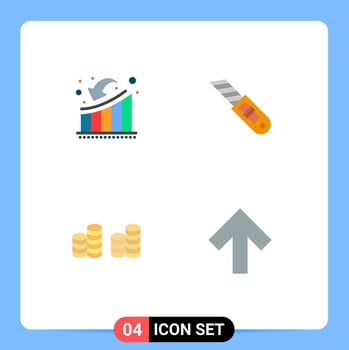 Pictogram Set of 4 Simple Flat Icons of businessman cash growth tool money Editable Vector Design Elements