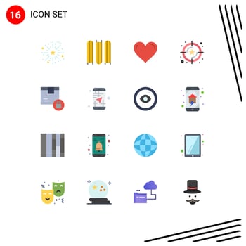 Universal Icon Symbols Group of 16 Modern Flat Colors of delivery value love star rating Editable Pack of Creative Vector Design Elements