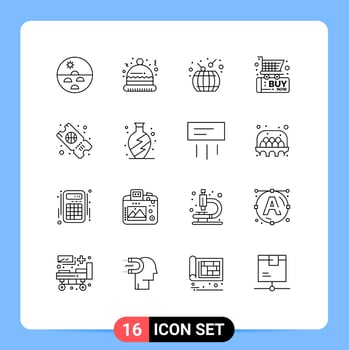 Pack of 16 creative Outlines of sport shopping asian commerce black friday Editable Vector Design Elements