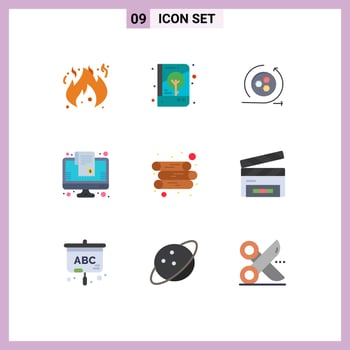 Pack of 9 Modern Flat Colors Signs and Symbols for Web Print Media such as log online shopping modeling list bill Editable Vector Design Elements