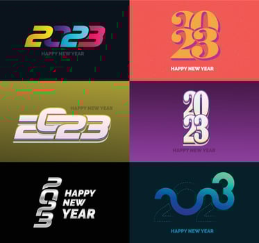 Big Set of 2023 Happy New Year logo text design 2023 number design template vector