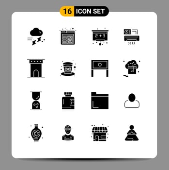 Stock Vector Icon Pack of 16 Line Signs and Symbols for column arch back to school room aircondition Editable Vector Design Elements