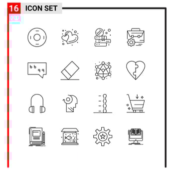 Set of 16 Modern UI Icons Symbols Signs for bubble engineer books setting bag Editable Vector Design Elements