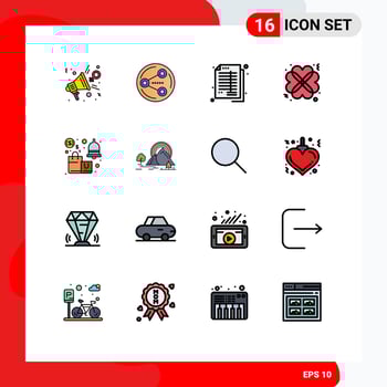 Flat Color Filled Line Pack of 16 Universal Symbols of date love media hearts banking Editable Creative Vector Design Elements