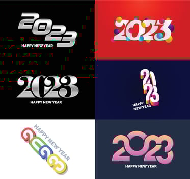 Big Set of 2023 Happy New Year logo text design 2023 number design template vector