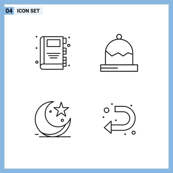 Pictogram Set of 4 Simple Filledline Flat Colors of back to school star christmas winter muslims Editable Vector Design Elements