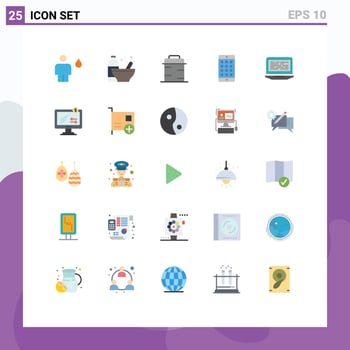 Set of 25 Vector Flat Colors on Grid for password mobile nutrition application thanks Editable Vector Design Elements