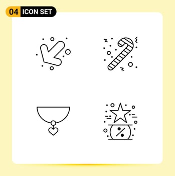 Modern Set of 4 Filledline Flat Colors Pictograph of arrow black candy necklace friday Editable Vector Design Elements