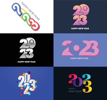 Big Collection of 2023 Happy New Year symbols Cover of business diary for 2023 with wishes vector