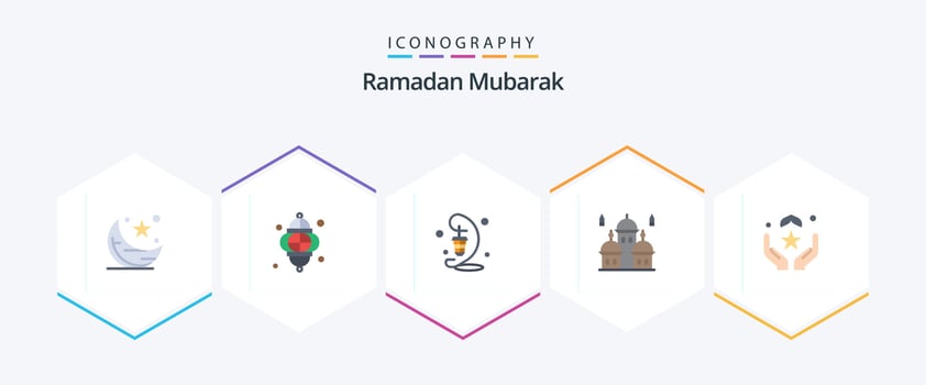 Ramadan 25 Flat icon pack including muslim. pray. lamp. pray. islam vector