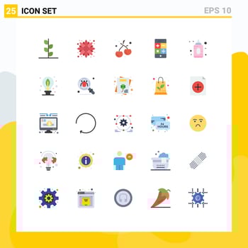 Universal Icon Symbols Group of 25 Modern Flat Colors of feeder baby berry technology math Editable Vector Design Elements