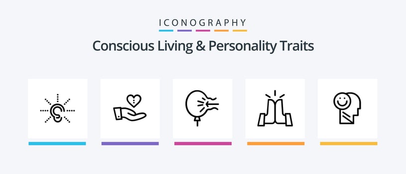 Concious Living And Personality Traits Line 5 Icon Pack Including home. friendly. no mobile. culture. stress. Creative Icons Design vector