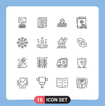 Mobile Interface Outline Set of 16 Pictograms of magazine advertisement phone book ad network Editable Vector Design Elements