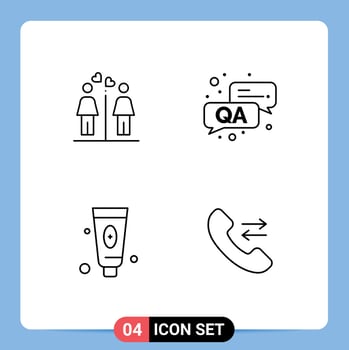 4 Creative Icons Modern Signs and Symbols of love face signs question answer Editable Vector Design Elements
