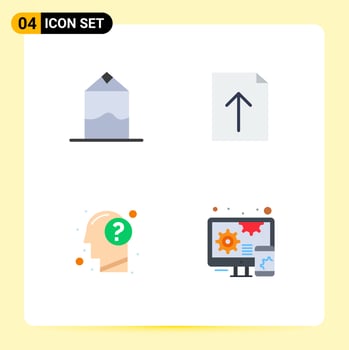 Modern Set of 4 Flat Icons and symbols such as cream human document answer adaptive Editable Vector Design Elements
