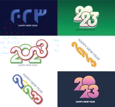 Big Collection of 2023 Happy New Year symbols Cover of business diary for 2023 with wishes vector