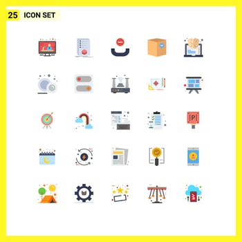 Set of 25 Modern UI Icons Symbols Signs for learning shipping call minus commerce Editable Vector Design Elements