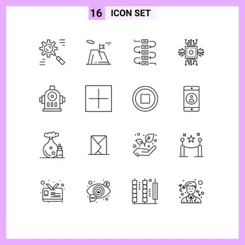 16 Universal Outlines Set for Web and Mobile Applications technology microchip achievement cpu virtuoso Editable Vector Design Elements