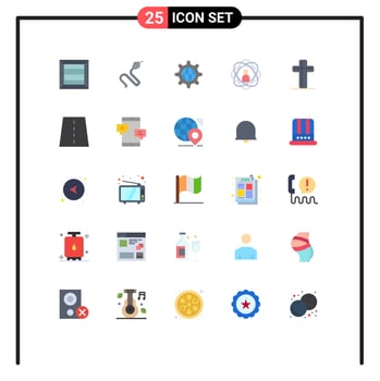 Set of 25 Commercial Flat Colors pack for christian skills world research development Editable Vector Design Elements