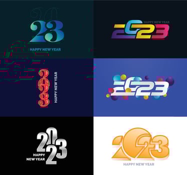 Big Collection of 2023 Happy New Year symbols Cover of business diary for 2023 with wishes vector