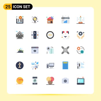 Pictogram Set of 25 Simple Flat Colors of science laboratory home data evaluation business research Editable Vector Design Elements