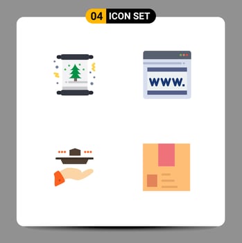 4 Creative Icons Modern Signs and Symbols of card resturant tree web lunch Editable Vector Design Elements