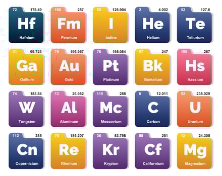 20 Preiodic table of the elements Icon Pack Design vector