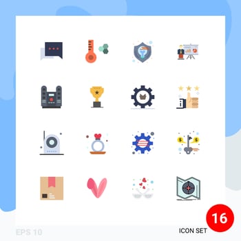 Group of 16 Modern Flat Colors Set for spotlight cinema idea professor office Editable Pack of Creative Vector Design Elements