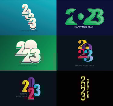 Big Collection of 2023 Happy New Year symbols Cover of business diary for 2023 with wishes vector