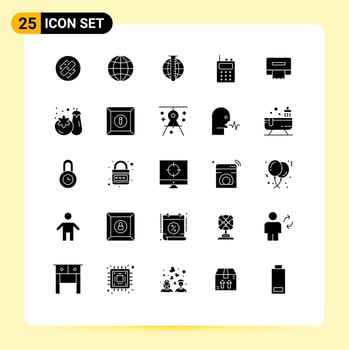 25 Creative Icons Modern Signs and Symbols of paper walkie talkie market analysis radio research Editable Vector Design Elements