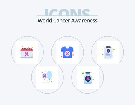 World Cancer Awareness Flat Icon Pack 5 Icon Design. health. cancer. cancer sign. world. health vector