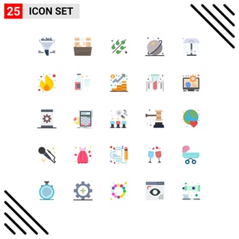 Editable Vector Line Pack of 25 Simple Flat Colors of water system cereal space orbit Editable Vector Design Elements