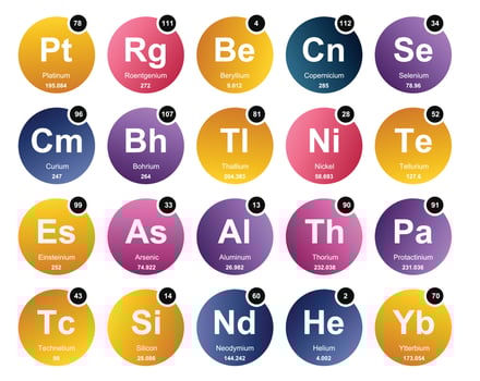 20 Preiodic table of the elements Icon Pack Design vector