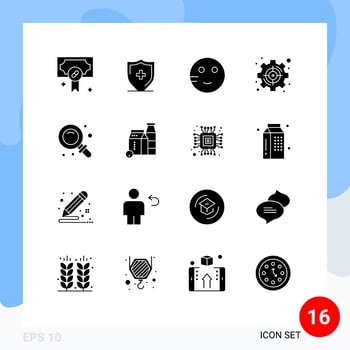 Stock Vector Icon Pack of 16 Line Signs and Symbols for back strategic embarrassed set goal Editable Vector Design Elements