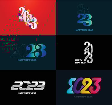 Big Collection of 2023 Happy New Year symbols Cover of business diary for 2023 with wishes vector