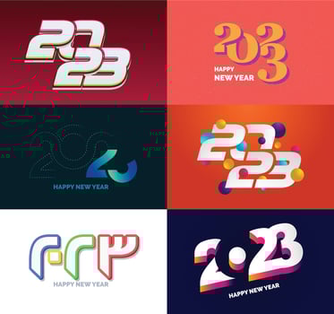 Big Set of 2023 Happy New Year logo text design 2023 number design template vector