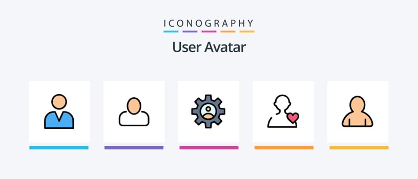 User Line Filled 5 Icon Pack Including profile. avatar. male. basic. looked. Creative Icons Design vector