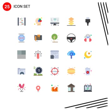 Pack of 25 Modern Flat Colors Signs and Symbols for Web Print Media such as file stack color layers page Editable Vector Design Elements