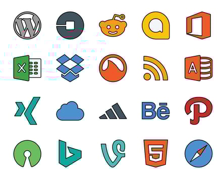20 Social Media Icon Pack Including path adidas excel icloud microsoft access vector